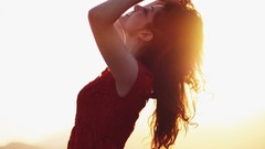 Woman smiling closed eyes brunettes models