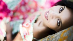 Woman smiling depth of field