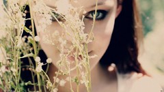 Woman smiling green eyes brunettes