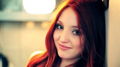 Woman smiling green eyes redheads Femjoy magazine