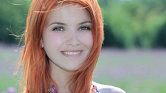 Woman smiling green eyes redheads Violla A