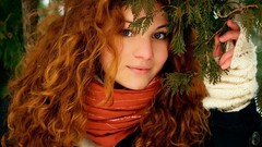 Woman smiling redheads girls in nature