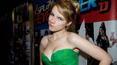 Woman smirk blondes cleavage tinkerbell cosplay Comic-Con