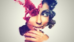 Woman smoke abstract Simple Background