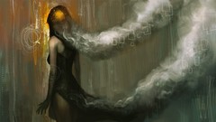 Woman smoke artwork fantasy art