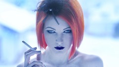 Woman smoke Cigarettes portraits self-portrait