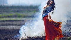 Woman smoke dancing asians brunettes