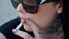 Woman smoke faces tattoos models