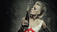 Woman smoke punk smokes blondes models molotov cocktail punk 