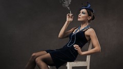 Woman smoke retro Cigarettes vintage smoking brunettes models