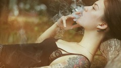 Woman smoke smoking tattoos redheads