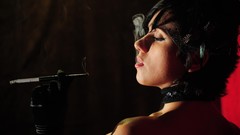 Woman smokes black hair