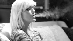 Woman smokes blondes grayscale Sian Hamshaw