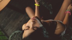 Woman smokes smoking closed eyes piercings Aleksandr Mavrin