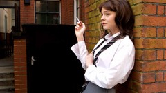 Woman smoking brunettes school uniforms models