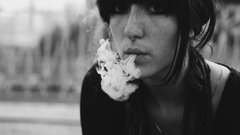 Woman smoking grayscale