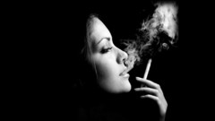 Woman smoking grayscale Cigarettes