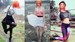 Woman smoking outdoors skirts pantyhose standing leggings 