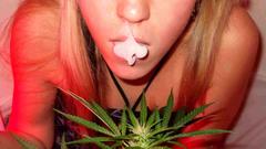 Woman smoking smoke grass