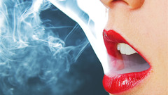 Woman smoking smoke lips