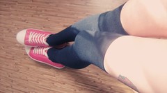 Woman sneakers Converse legs knee socks body parts