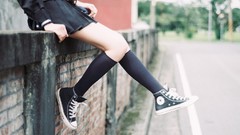 Woman sneakers Headless Converse urban legs school uniforms 