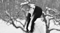 Woman snow Gothic grayscale