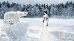 Woman snow Polar Bears