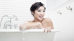 Woman soapy asians smiling models