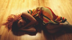 Woman socks blanket brunettes