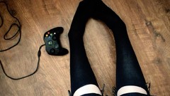 Woman socks legs xbox xbox 360 gamepad knee socks xbox 