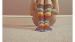 Woman socks nude striped