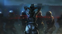 Woman soldiers artwork futuristic bodysuits