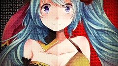 Woman song blue hair long hair blue eyes hatsune miku vocaloid 