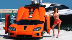 Woman Sports Car cars widescreen
