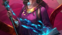 Woman staff artwork sorceress fantasy art