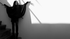 Woman stairways monochrome