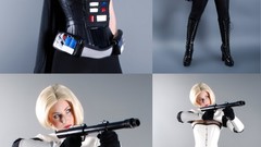 Woman star wars gloves Darth Vader belts blondes skirts corset 
