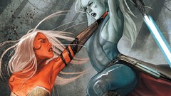 Woman star wars lightsabers