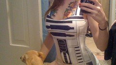 Woman star wars long hair r2d2 swimsuits self shot black milk 