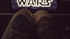 Woman star wars tattoos legs together