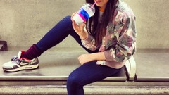 Woman static drinking