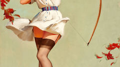 Woman stockings blondes archery pinups