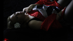 Woman stockings blue eyes