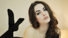 Woman stockings blue eyes brunettes Aida Dapo