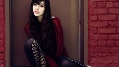 Woman stockings brown eyes brunettes black hair