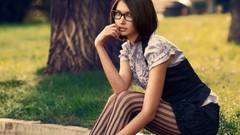 Woman stockings brunettes models striped legwear girls with 