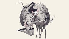 Woman stockings masks artwork fantasy art Simple Background 