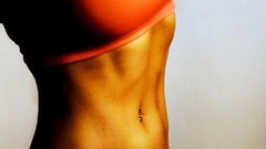 Woman stomach navel legs muscles lingerie bodybuilding fitness 