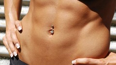 Woman stomach navel legs muscles lingerie bodybuilding fitness 